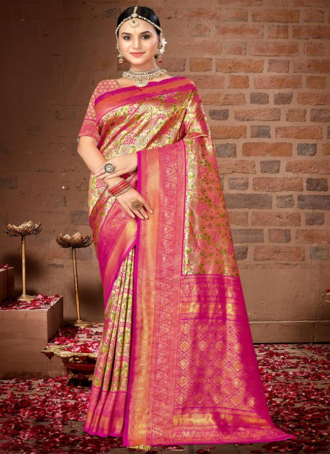 Silk Pink Traditional Wear Weaving Saree